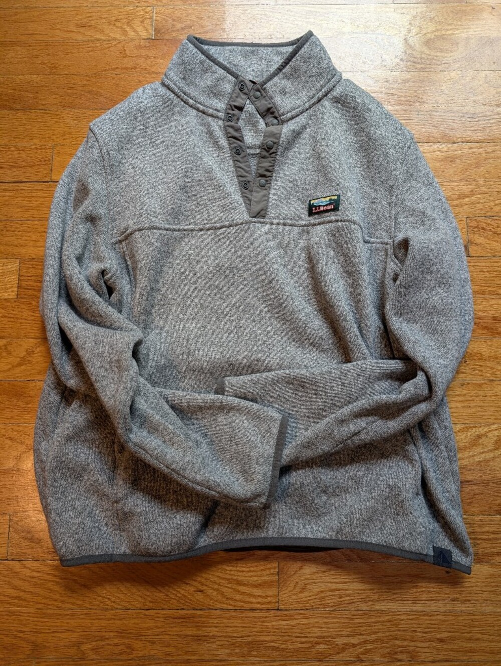 L.L. Bean Men’s Heather Gray Snap-Front Fleece Pullover